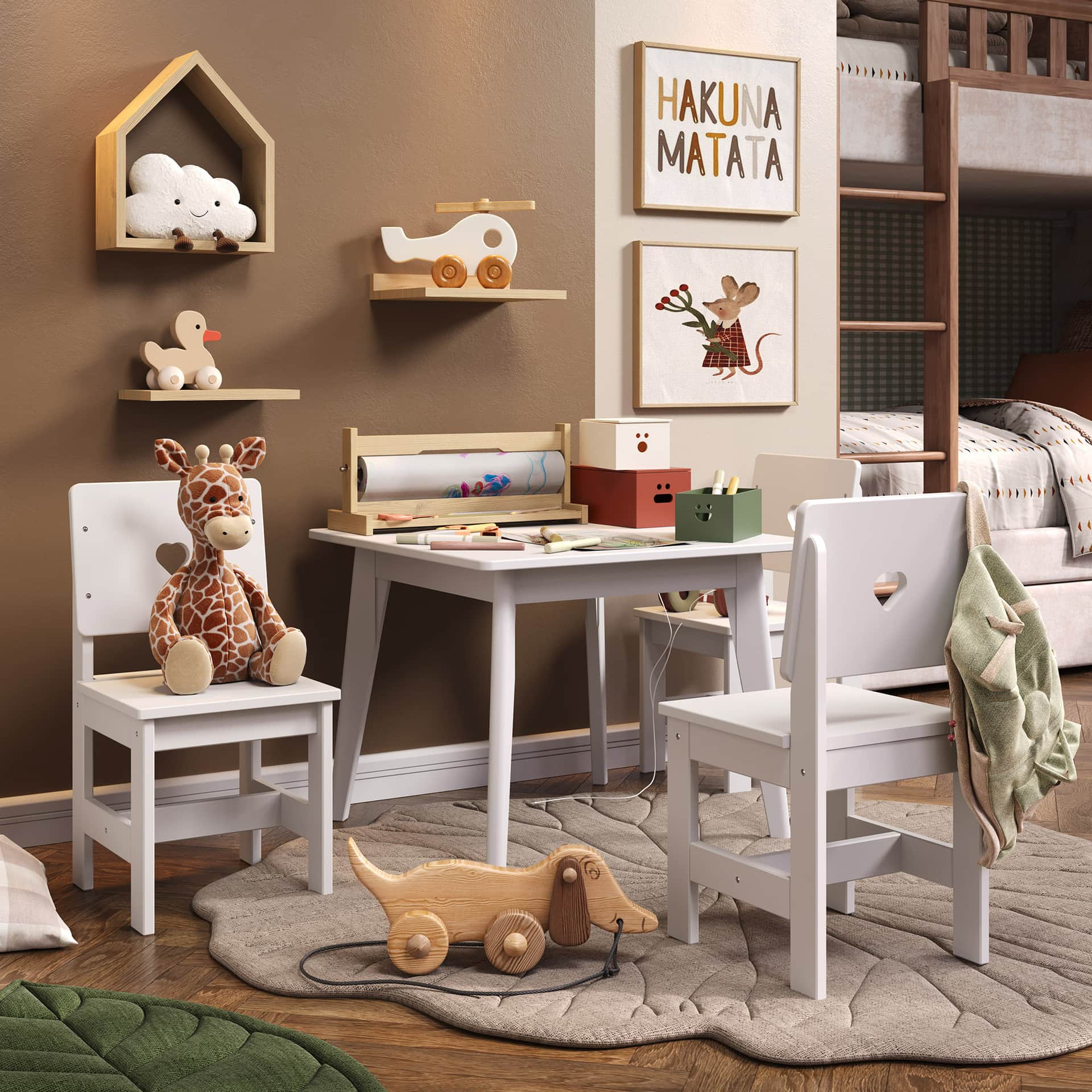 Kids table and chairs in kids room